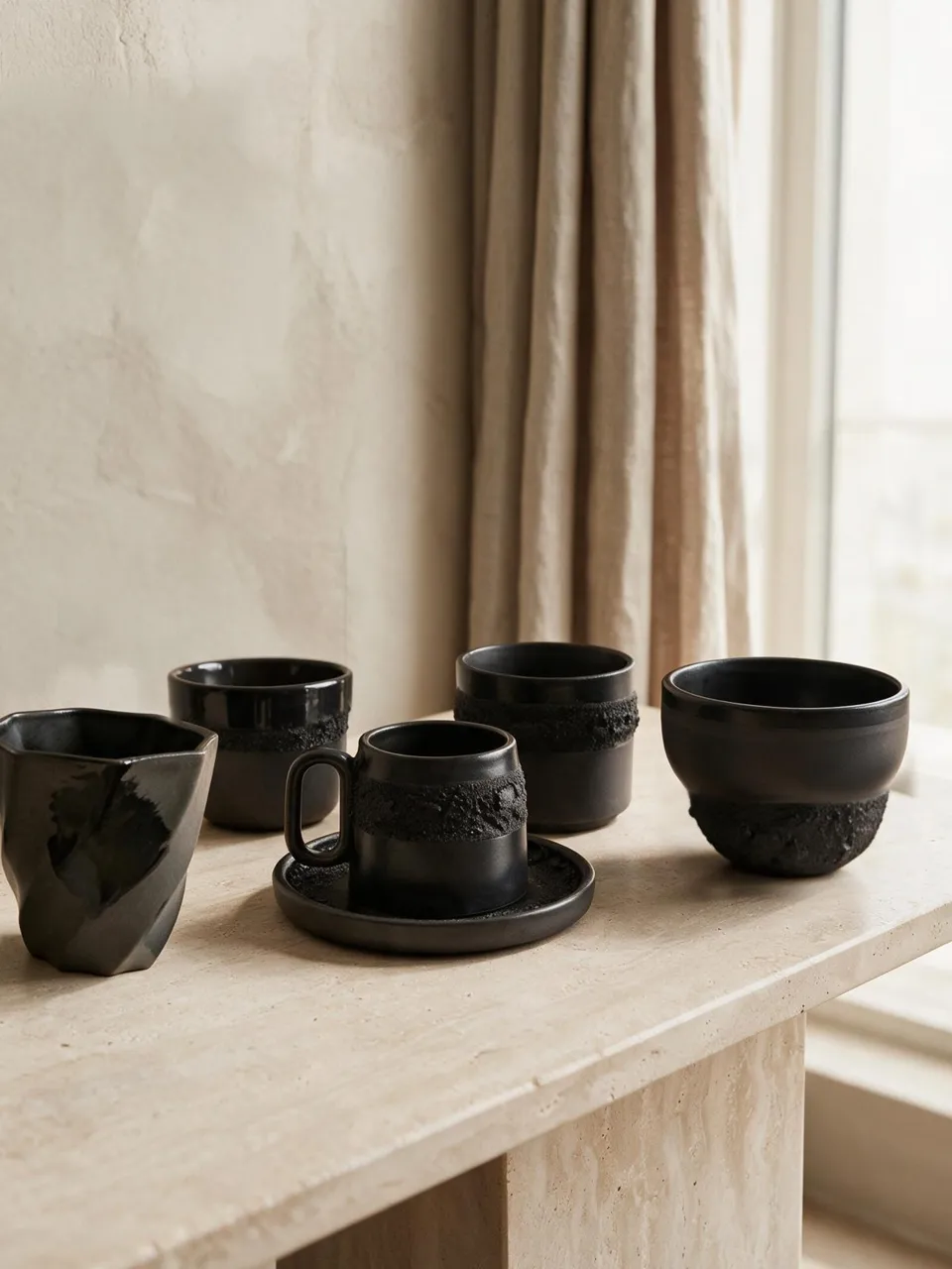 Midnight koleksiyonu — mat siyah stoneware set
