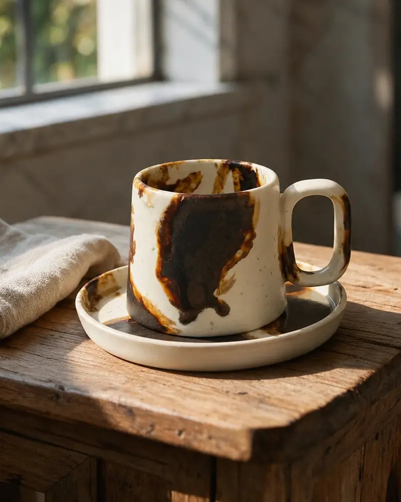 Strata Tabaklı Türk Kahvesi Fincanı — Strata koleksiyonu, stoneware