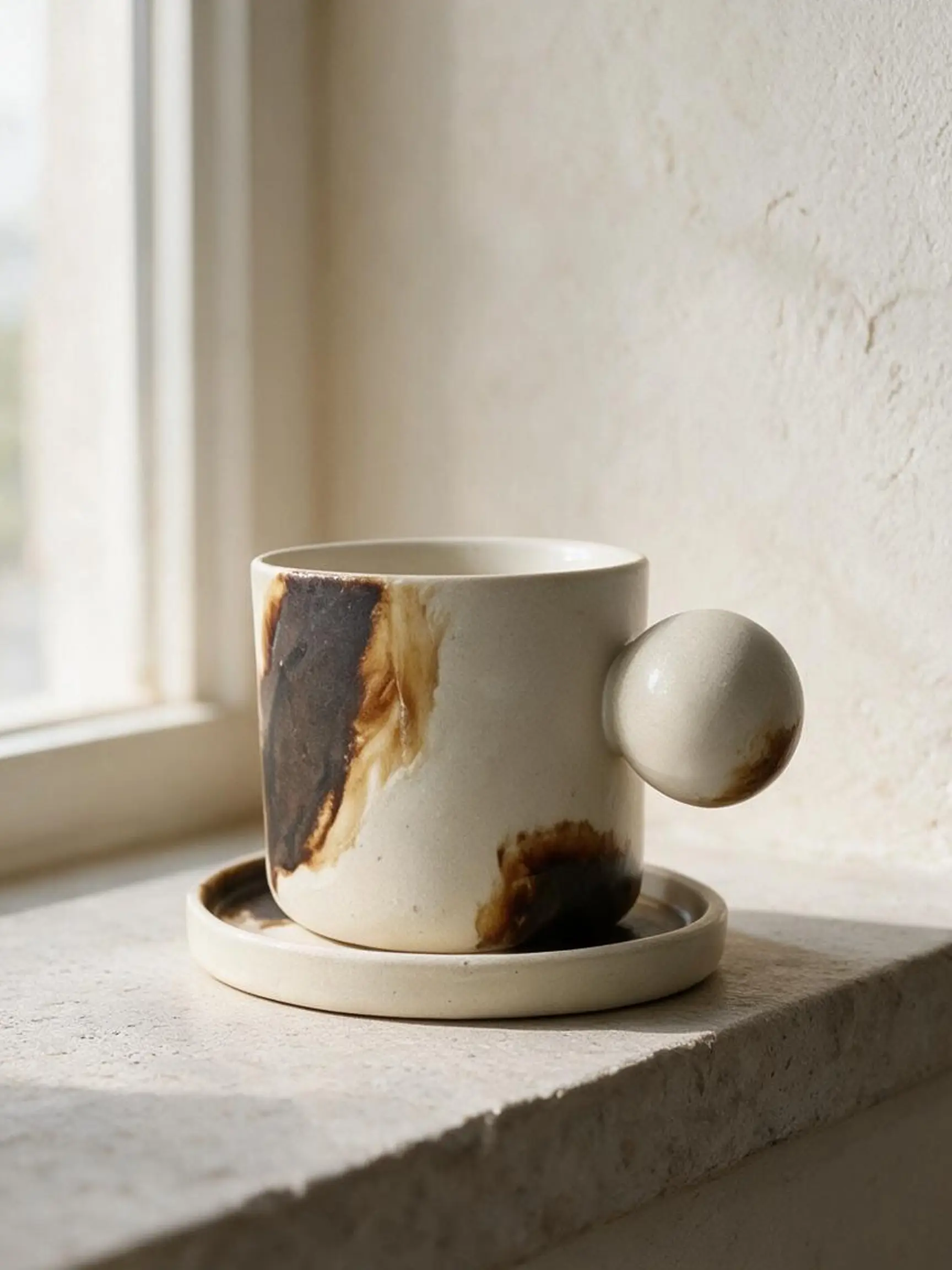 Strata Boni Tabaklı Kahve Kupası — Strata koleksiyonu, stoneware