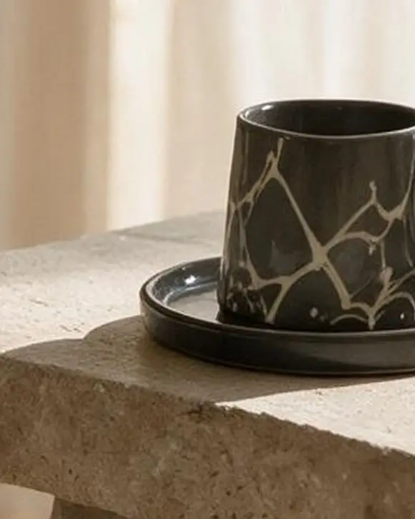 Trace Tabaklı Antrasit Türk Kahvesi Fincanı — Trace koleksiyonu, stoneware